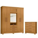 Ver imagem 1 de Cômoda 4 Gavetas New e Guarda Roupa Casal Imperial Carvalho Americano Tx -incorplac