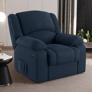 Poltrona do Papai Reclinável Sala de Cinema Madrid Power Elétrica Veludo Azul G23 Gran Belo