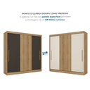 Ver imagem 6 de Guarda-Roupa 3 Portas de Correr Reversível 200x55x200cm Vision Yescasa Marrom Capuccino/Off White/Cacau