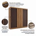 Ver imagem 7 de Guarda-Roupa 3 Portas de Correr Reversível 200x55x200cm Vision Yescasa Marrom Capuccino/Off White/Cacau