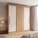 Ver imagem 1 de Guarda-Roupa 3 Portas de Correr Reversível 200x55x200cm Vision Yescasa Marrom Capuccino/Off White/Cacau