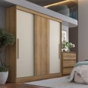 Ver imagem 5 de Guarda-Roupa 3 Portas de Correr Reversível 200x55x200cm Vision Marrom Capuccino/Off White/Cacau