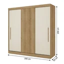 Ver imagem 4 de Guarda-Roupa 3 Portas de Correr Reversível 200x55x200cm Vision Yescasa Marrom Capuccino/Off White/Cacau