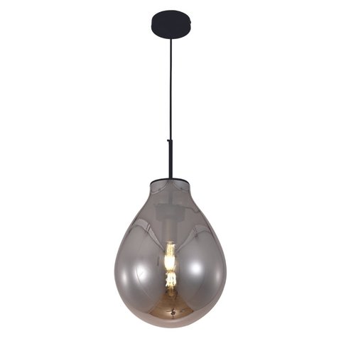 Pendente Preto com Vidro Fumê 28cm 1E27 PARIS LUZ