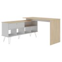 Ver imagem 4 de Mesa Escrivaninha em L com Porta e 6 Nichos Hawaii Carvalho/Branco
