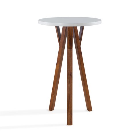 Mesa Bistrô Gourmet Decorativa Lucca Redondo 65 Cm Madeira Maciça Branco Laca - RMI