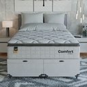 Ver mais imagens de Cama Box Baú Casal Bipartido Colchão Comfort Class Pillowtop Branco/suede Branco