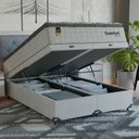 Ver imagem 1 de Cama Box Baú Casal Bipartido Colchão Comfort Class Pillowtop Branco/suede Branco