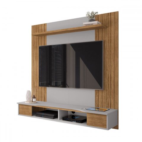 Painel para Tv até 55 Polegadas Sacha 1 Prateleira Cinamomo/off White - Pnr Móveis
