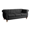 Sofá Chesterfield Realeza 3 Lugares Decoração Retrô - Veludo Preto - 2
