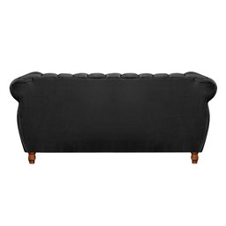 Sofá Chesterfield Realeza 3 Lugares Decoração Retrô - Veludo Preto - 3