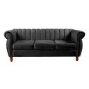 Ver imagem 1 de Sofá Chesterfield Realeza 3 Lugares Decoração Retrô - Veludo Preto
