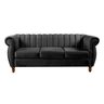 Sofá Chesterfield Realeza 3 Lugares Decoração Retrô - Veludo Preto - 1