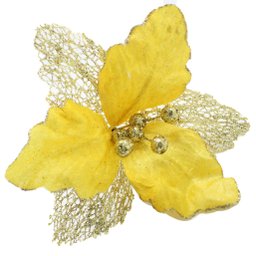 Kit 12 Flores Com Cabo Artificial Decoração De Natal Com Glitter 27cm - 3