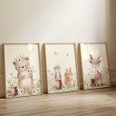 Ver imagem 2 de Kit 3 Quadros Decorativos Infantil - Bichinhos do Jardim NO2 - 30x40 - Moldura Madeira