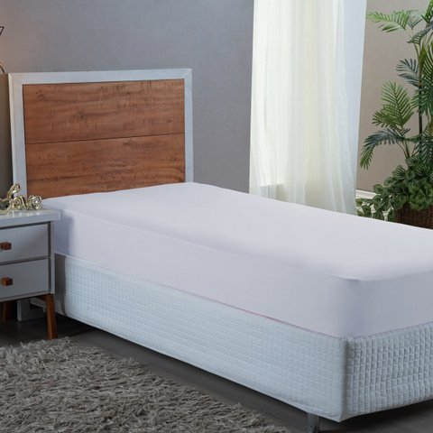 Lençol de Solteiro Avulso com Elástico Premium Micro Percal 400 Fios Liso Branco