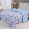 Edredom Cobertor Casa Scarpa Sonnet King Malha Estampada Dupla Face Algodão - Floral - Azul - 2