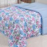 Edredom Cobertor Casa Scarpa Sonnet King Malha Estampada Dupla Face Algodão - Floral - Azul - 3