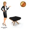 Puff Giratório Costela Linho Base Madeira MA25 - D'Rossi - A79 Preto - 6