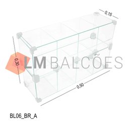 Baleiro Expositor Branco de Vidro - 0,50 X 0,30 X 0,15m - 3