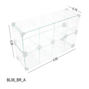Baleiro Expositor Branco de Vidro - 0,50 X 0,30 X 0,15m