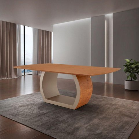 Mesa para Sala de Jantar Ellis 180cm Madeira Moderna Mobília Cinamomo com Champanhe-cinamomo Imbuia