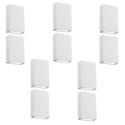 Kit 10 Arandelas Parede 12x8 LED 4W 9 Luz 3000K Externa