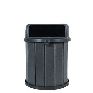 Lixeira Madeira Plástica 75 Litros - 50 Cm:cinza/preto
