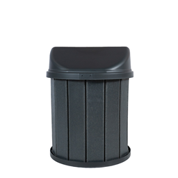 Lixeira Madeira Plástica 75 Litros - 50 Cm:cinza/preto - 2