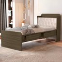 Ver imagem 2 de Cama Solteiro Bau 2 Gavetas Mdf Tamires Capitone Castanho Bege Decmade
