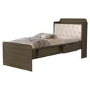 Ver imagem 1 de Cama Solteiro Bau 2 Gavetas Mdf Tamires Capitone Castanho Bege Decmade