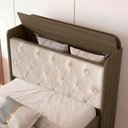 Ver imagem 5 de Cama Solteiro Bau 2 Gavetas Mdf Tamires Capitone Castanho Bege Decmade
