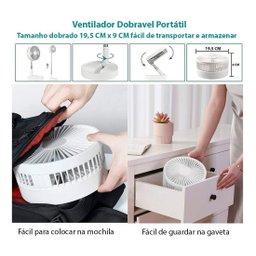 Ventilador Portatil para Barraca Potente Leve Bateria 24h - 7