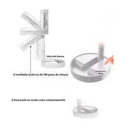 Ventilador Portatil para Barraca Potente Leve Bateria 24h - 6