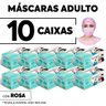 Kit com 10 caixas Mascara Descartavel Cirurgica Tripla Rosa c/50 Und cada - 1