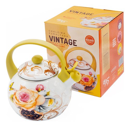 Chaleira Esmaltada Vintage 2,2 Litros Bege - 3