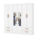 Ver imagem 2 de Guarda-Roupa Infantil com Espelho 6 Portas e 4 Gavetas 177cm Multimóveis CR35561 Branco