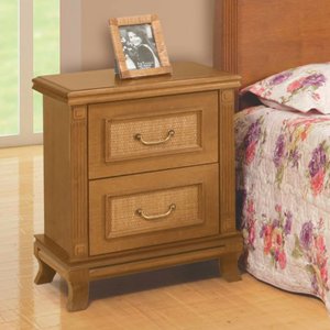 Mesa de Cabeceira Clássica 2 Gavetas em Madeira Maciça Athenas - Mel