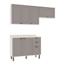 Ver imagem 2 de Cozinha Compacta Iluminata Flora 6 Portas 3 Gavetas Branco/Fendi/Mineral - Genialflex