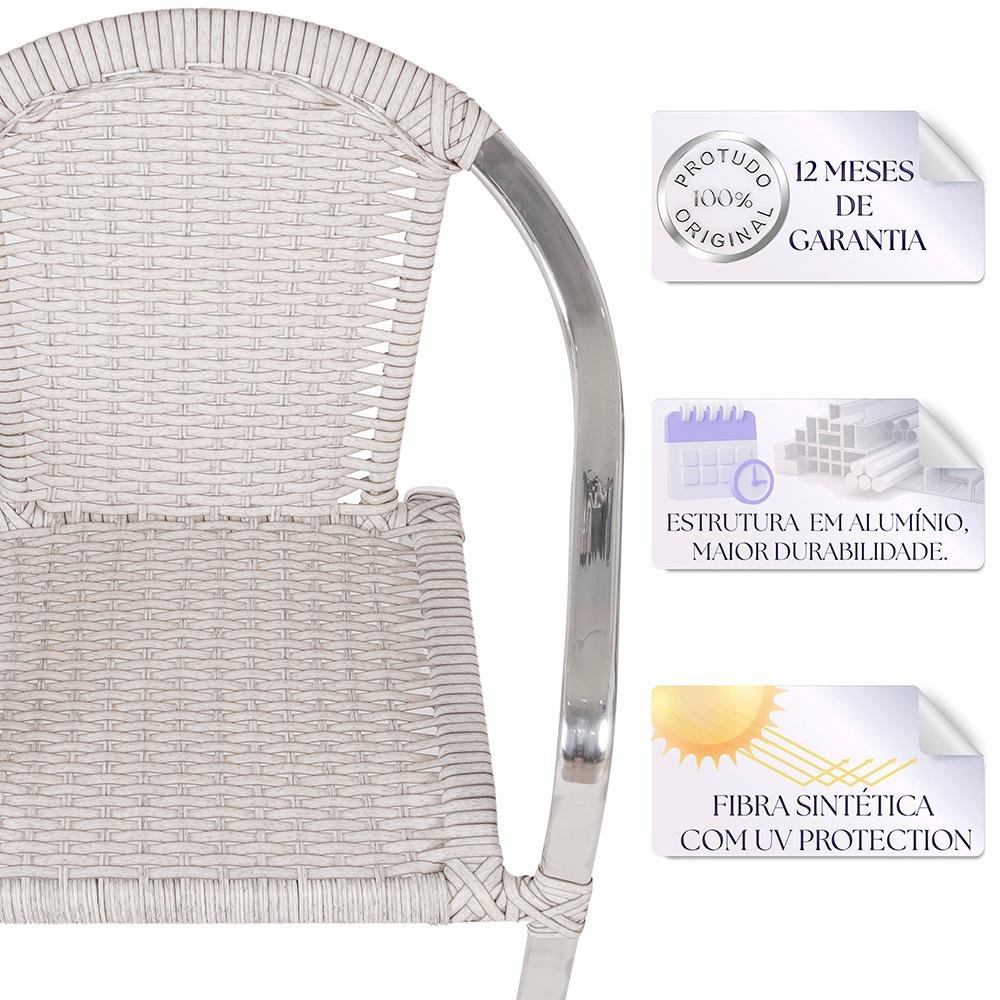 Jogo Cadeiras Fibra Sintetica Aluminio Varanda Sacada Jardim