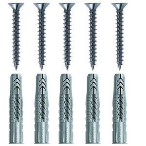 Cartela com Buchas Ux8 com Aba e Parafusos Cabeça Chata com 5 Peças - 602509 - Fischer