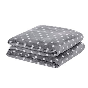 Manta Flannel Poá Casal Antialérgica Inverno Macio Quente:Cinza