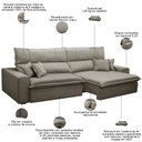 Ver imagem 3 de Sofá Retrátil Reclinável para Sala 4 Lugares 290cm Aisha F04 Veludo Marrom Claro - Lyam Decor