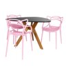 Conjunto Mesa de Jantar Orgânica Nina 120cm Preta com 3 Cadeiras Allegra - Rosa - 1