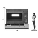Ver imagem 3 de Rack Bancada C/ Painel P/ Tv até 75 Pol Ouro Preto Ripado 2gav. 1pta. 3 Prat. e Leds 224x198cm