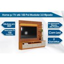 Ver imagem 5 de Rack Bancada C/ Painel P/ Tv até 75 Pol Ouro Preto Ripado 2gav. 1pta. 3 Prat. e Leds 224x198cm