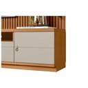 Ver mais imagens de Rack Bancada C/ Painel P/ Tv até 75 Pol Ouro Preto Ripado 2gav. 1pta. 3 Prat. e Leds 224x198cm