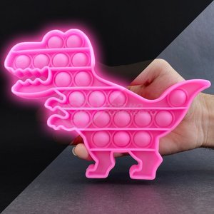 Pop It Brilha no Escuro Fluorescente Dinossauro Fidget Toy Brinquedo Anti Stress Sensorial - Rosa