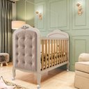 Ver imagem 1 de Berço Minicama 3 em 1 com Capitonê 100% MDF Maya Espresso Móveis Bege/Off White/Amêndoa/Suede Pena a