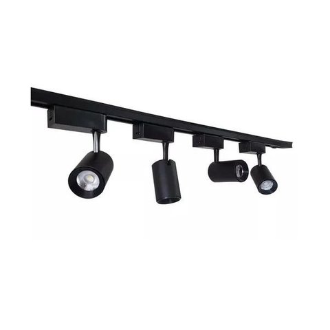 Trilho Eletrificado 60cm + 4 Spot LED 7W 6000K Bivolt Preto